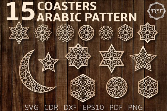 Arabic Decorative Elements Coasters SVG: Graphics & Crafts Bundle