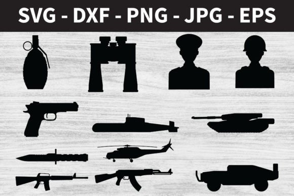Army Decorative Set Silhouettes for Crafts & Graphics