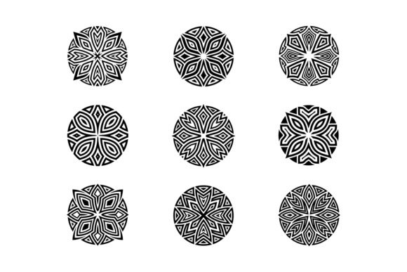 Artistic Decorative Round Vector Set: Graphics & Graphic Templates