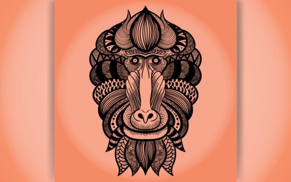 Decorative Baboon Coloring Page Book: Graphics & Coloring Pages Amp
