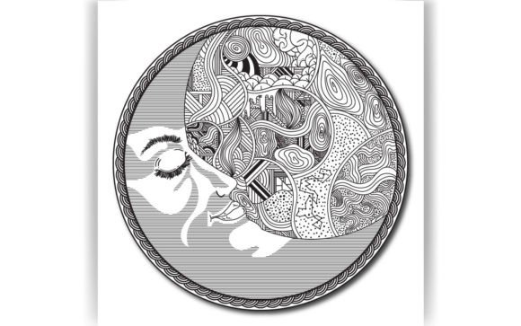 Decorative Crescent Coloring Page Book: Graphics & Coloring Pages Amp
