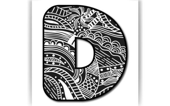 Decorative D Letter Coloring Page KID: Graphics for Crafts & Content