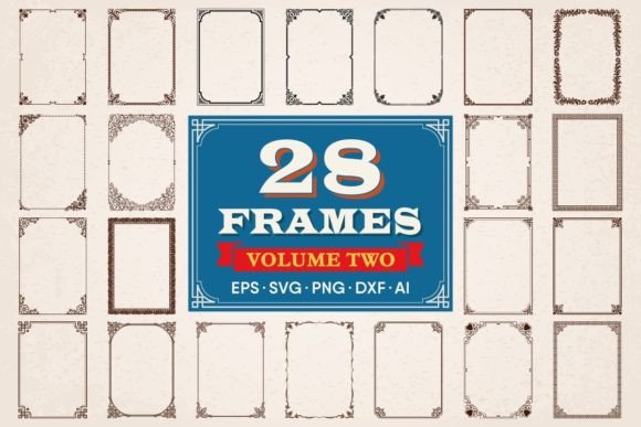 Decorative Frames and Borders Set 2: Vintage Graphics & Backgrounds