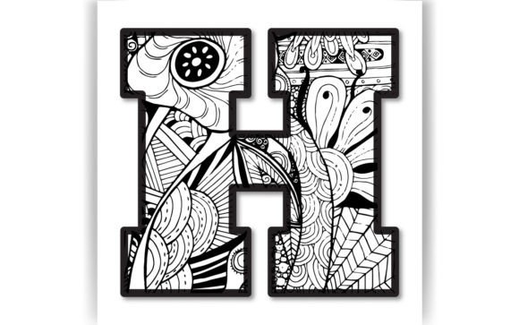 Decorative H Letter Coloring Page KID