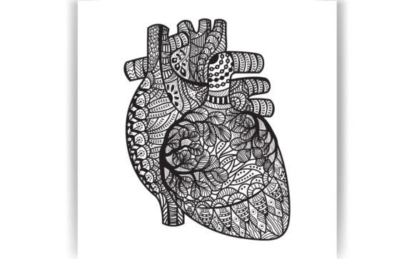Decorative Human Heart Coloring Page: Graphics & Coloring Pages Amp