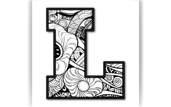 Decorative L Letter Coloring Page KIDS Graphics for Crafts