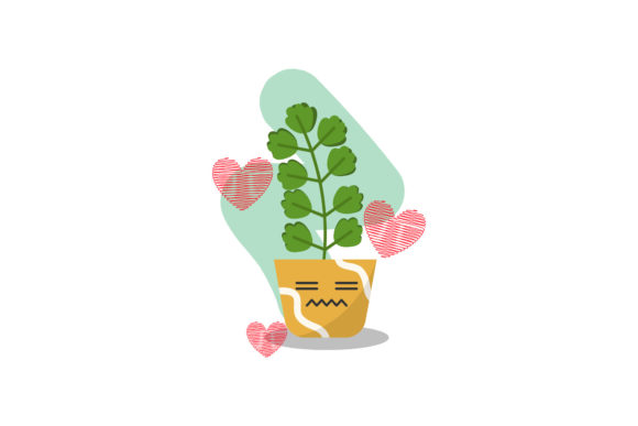 Sad Expression Kawaii Decorative Plant: Playful Icons & Graphics
